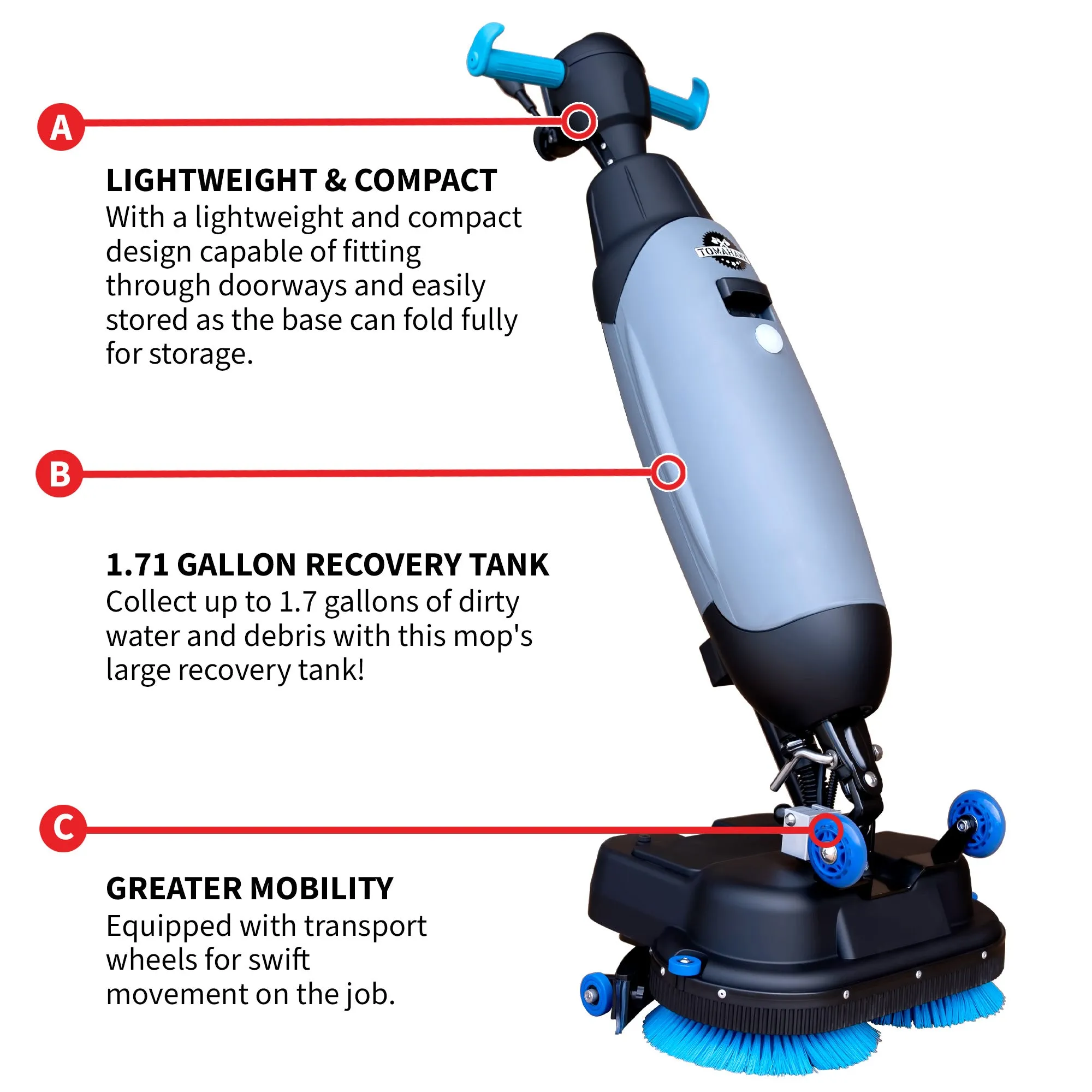 Pre Order: Electric Floor Scrubber Cleaner with 18” Power Mop Brushes Cordless 36V Battery Powered