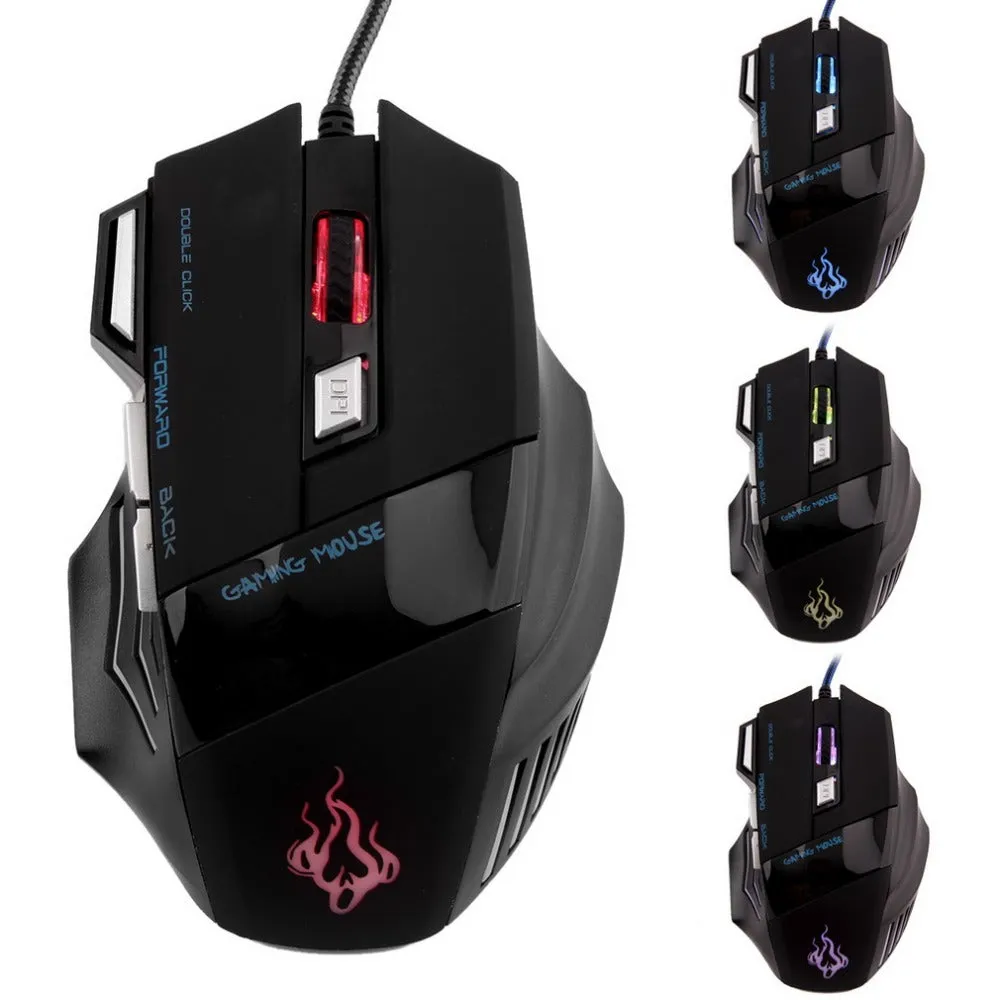 Professional 7 Buttons LED USB Optical Wired Gaming Mouse 5500DPI Mice Computer Mouse For Pro Gamer