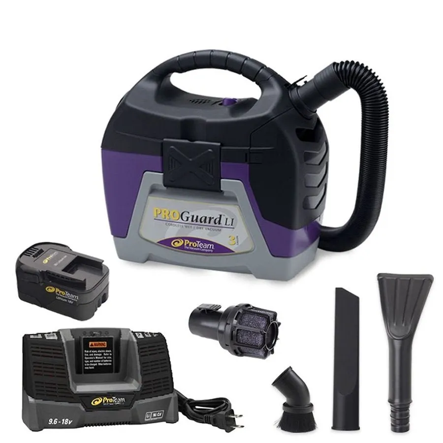 ProTeam® ProGuard™ Lithium Ion Battery Powered Wet/Dry Vacuum w/ Tools - 3 Gallon