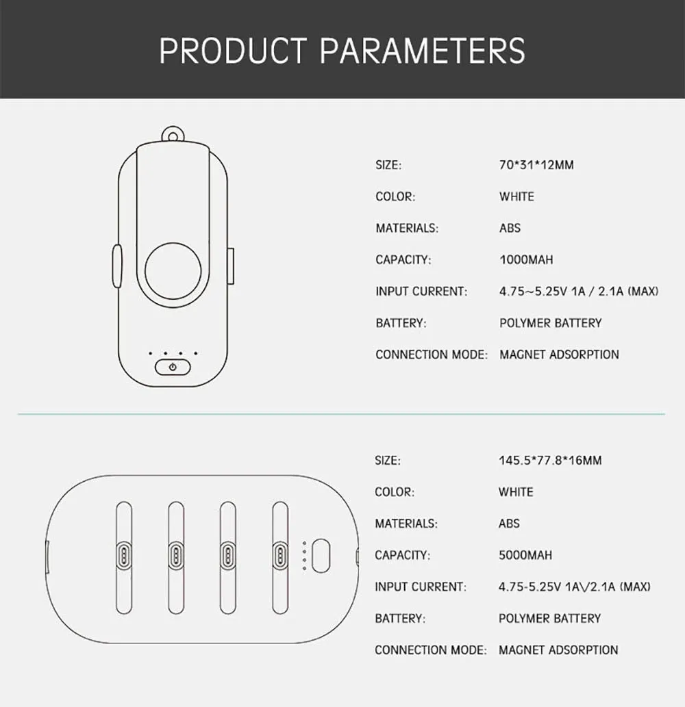 Replaceable Portable Magnetic Mini Power Bank