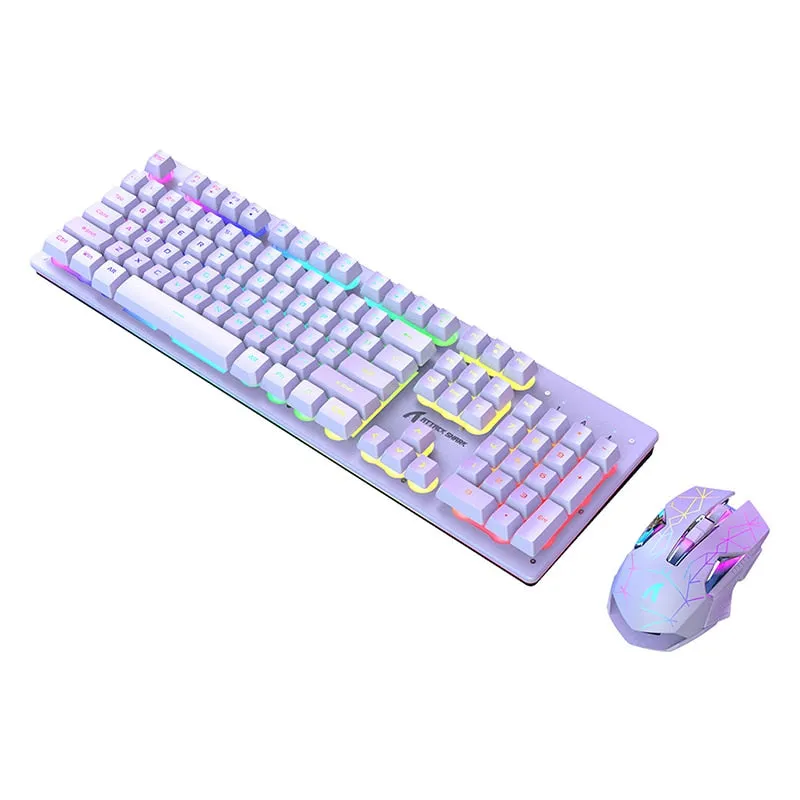 RGB LED Keyboard Wireless 2.4g Metal Panel Gaming Keyboard and Mouse 2400dpi Type-c Rechargeable Keyboards Gamer Accessories