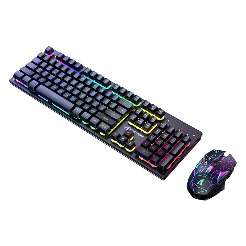 RGB LED Keyboard Wireless 2.4g Metal Panel Gaming Keyboard and Mouse 2400dpi Type-c Rechargeable Keyboards Gamer Accessories