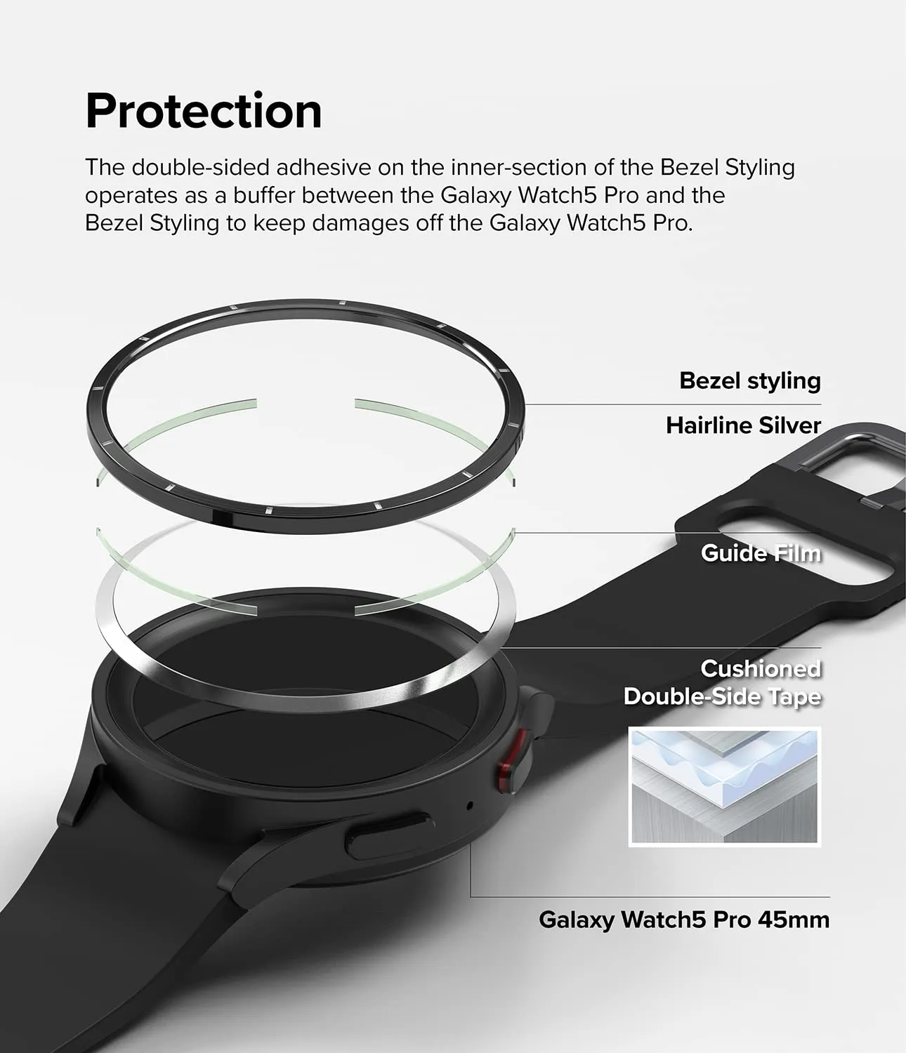 Ringke bezel styling compatible with Samsung Galaxy Watch 5 pro 45mm - 33 (ST) Black