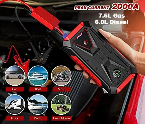 RLXPro™ Car Jump Starter: 12V/2000A, 28000mAh Power Bank, Booster, Charger