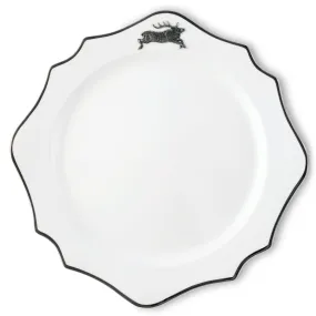 Running Elk Bone China Scallop Charger Platinum Rim