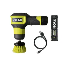 RYOBI USB Lithium Compact Scrubber Kit with 2 in. Medium Bristle Brush - Factory Reconditioned