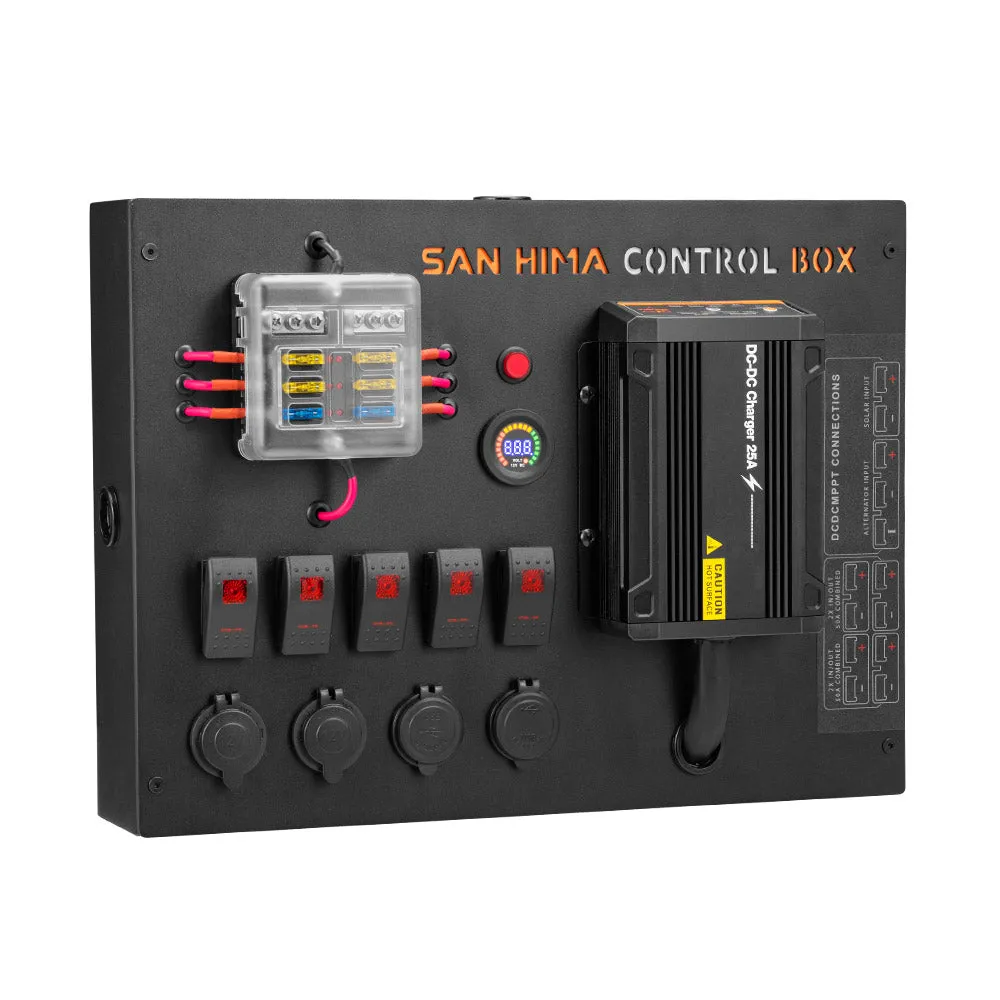 San Hima 12V Control Box 25A DCDC Charger with Fuse 4 USB port Car Boat 4WD