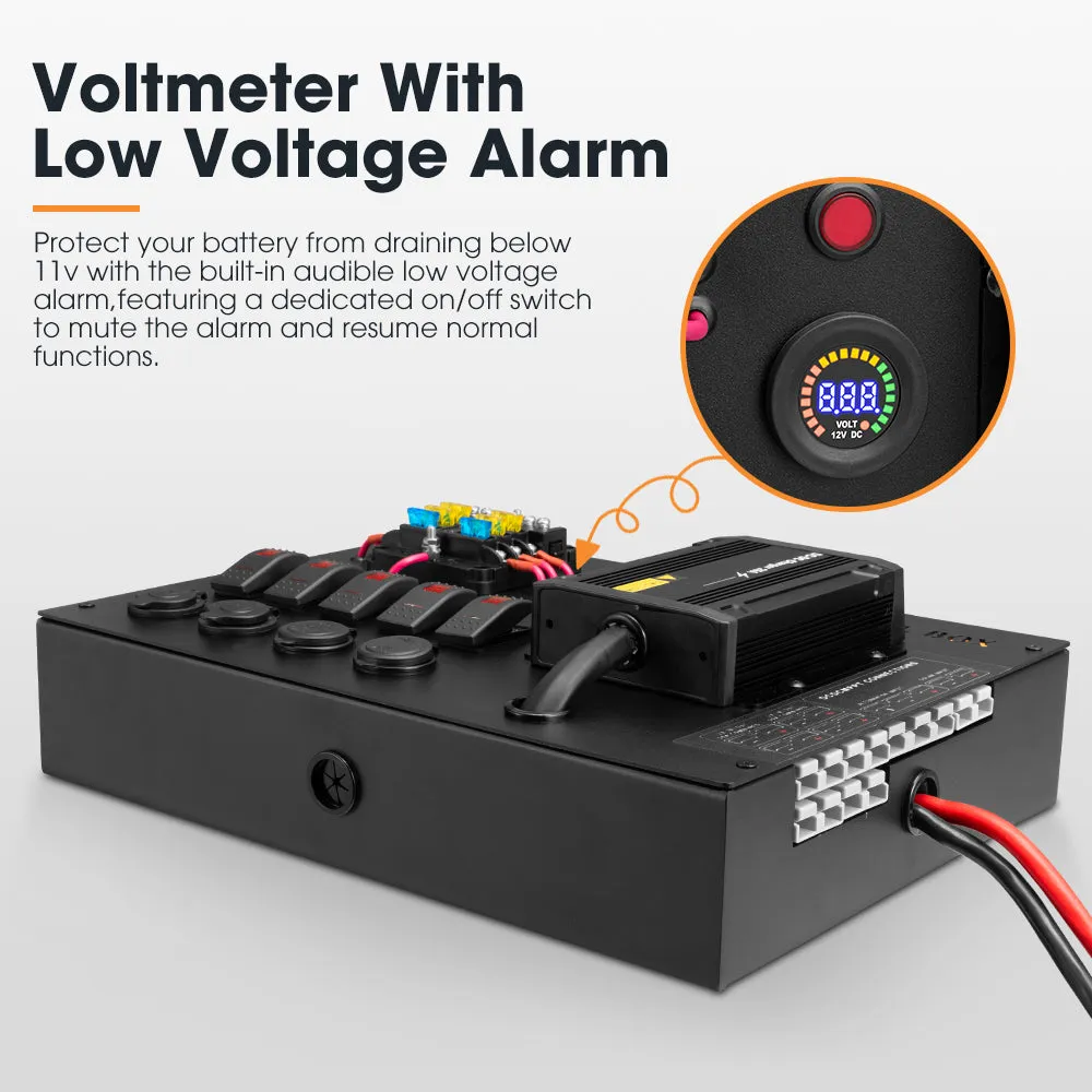 San Hima 12V Control Box 25A DCDC Charger with Fuse 4 USB port Car Boat 4WD