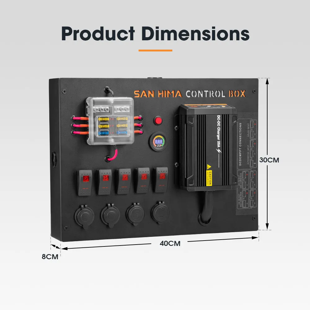 San Hima 12V Control Box 25A DCDC Charger with Fuse 4 USB port Car Boat 4WD