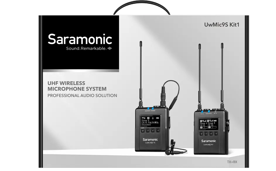 Saramonic UWMIC9S TX9   RX9 Single Transmitter and Receiver Camera Mount UHF Wireless Microphone System with USB Type-C Port, Noise Cancelling and Mono / Stereo Mode Switch for Videography and Broadcasting