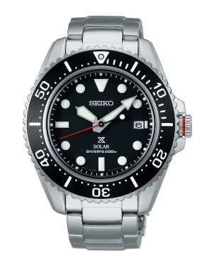 Seiko Prospex Solar Silver and Black Men's Diver's Watch SNE589P