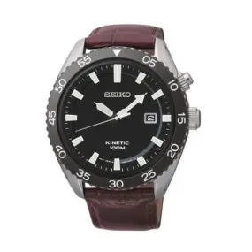 Seiko SKA627 Red Leather Black Dial Kinetic Men's Watch