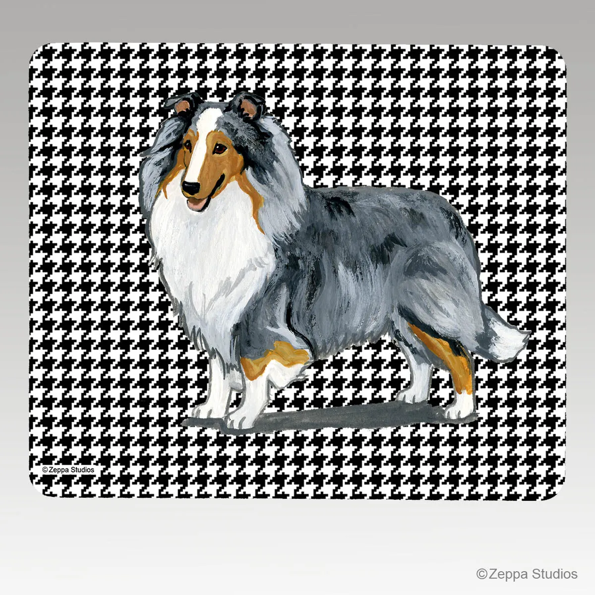 Shetland Sheepdog Houndstooth Mouse Pad