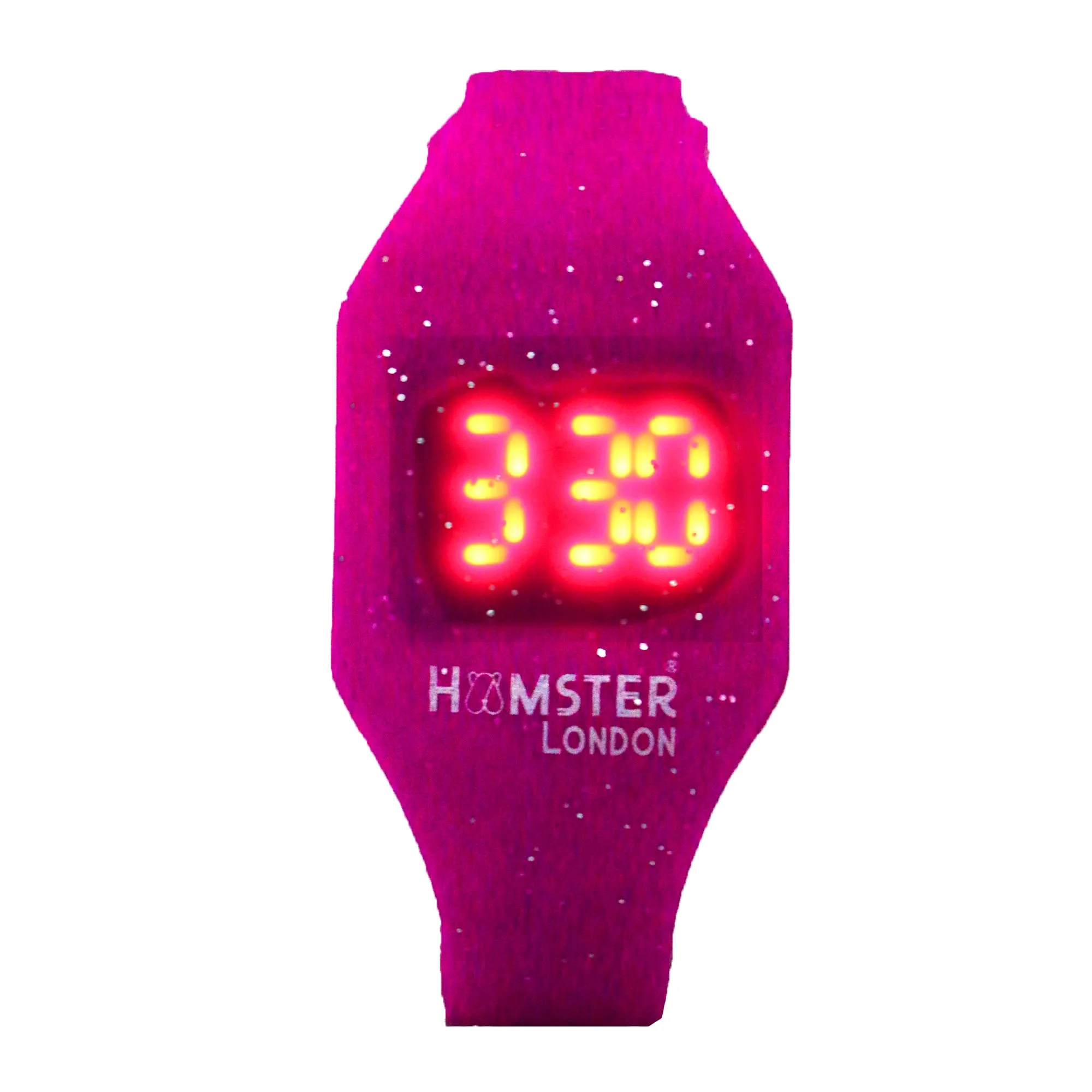 Silicon Glitter Digital LED Band Wrist Watch Pink Glitter