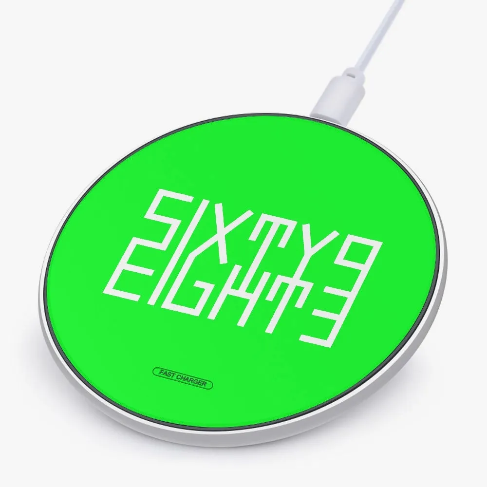 Sixty Eight 93 Logo White Lime Green 10W Wireless Charger