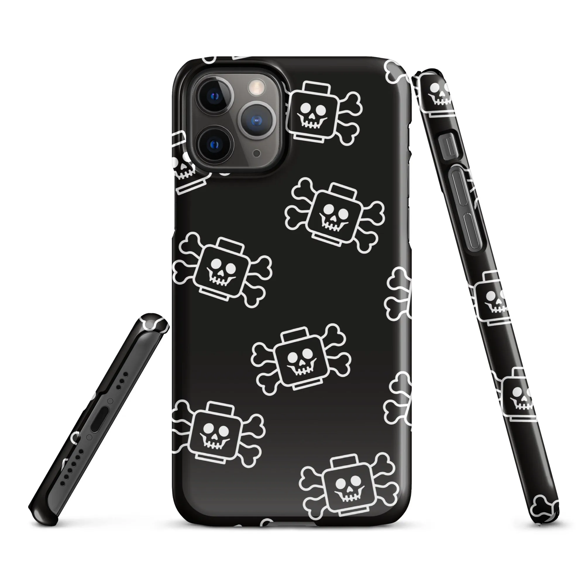 Skeleton Skull Crossbones Pirate Minifigure Brick Head Snap case for iPhone®