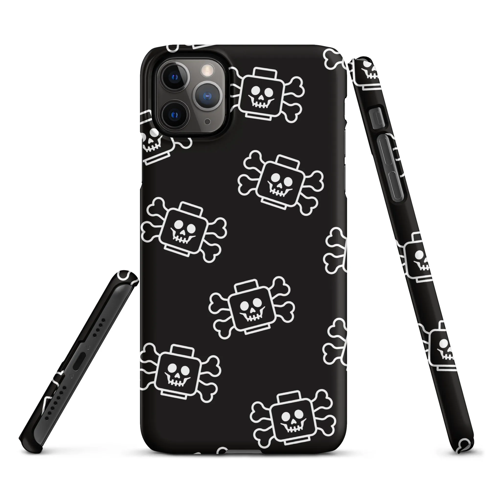 Skeleton Skull Crossbones Pirate Minifigure Brick Head Snap case for iPhone®