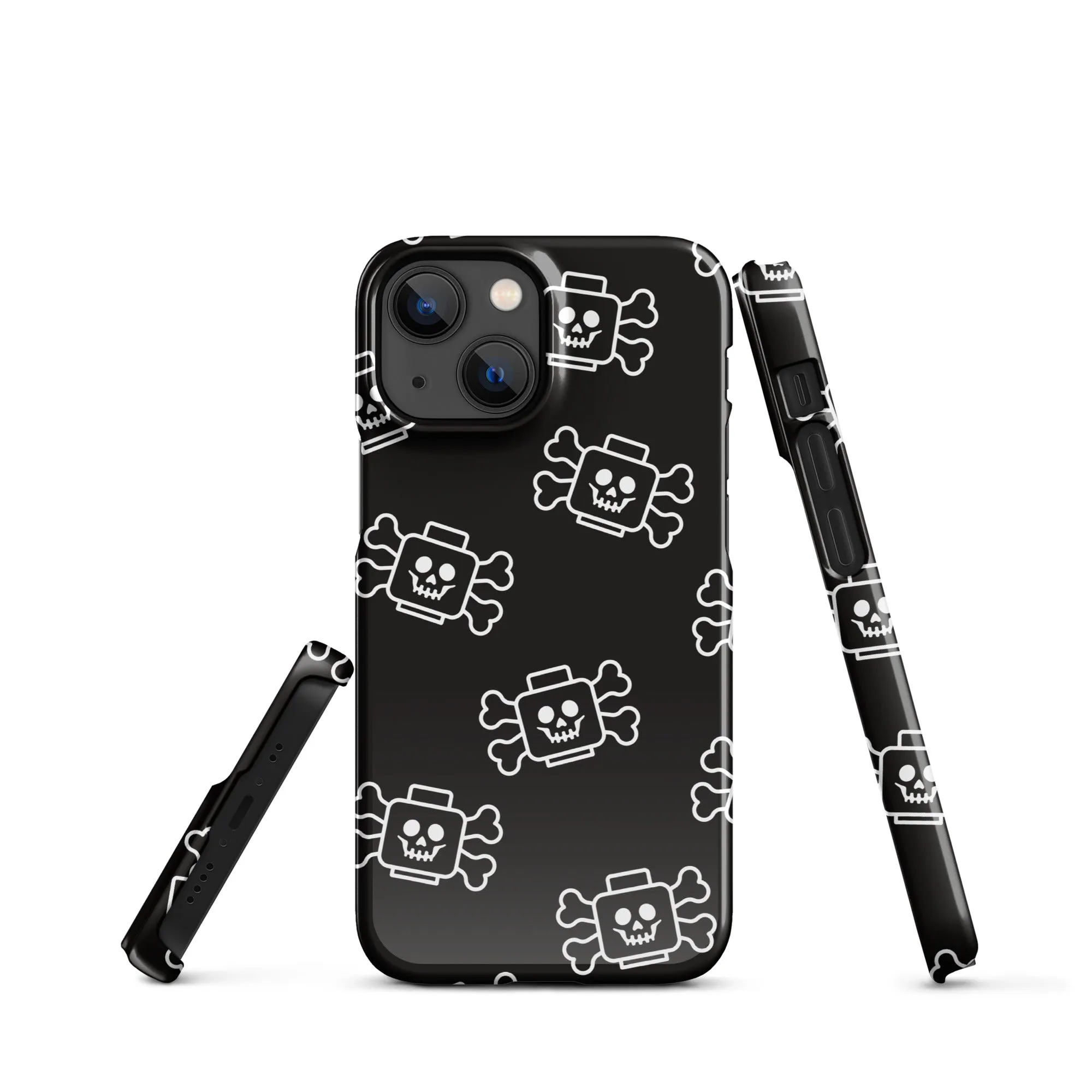 Skeleton Skull Crossbones Pirate Minifigure Brick Head Snap case for iPhone®