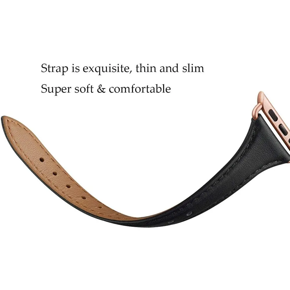 Slim Leather Bands For Apple Watch Band 38mm 40mm 40mm 41mm- Grey