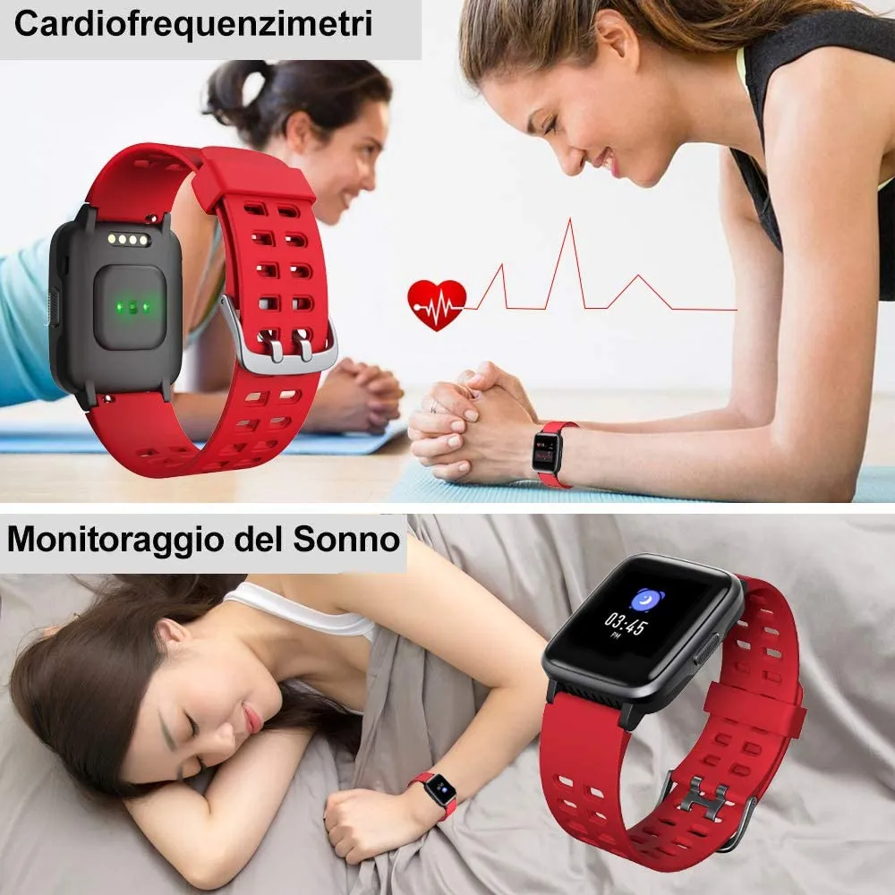 SmartWatch Orologio Fitness Uomo Donna Cardiofrequenzimetro IP68 Smart Watch Da Polso Contapassi Smartband Activity Tracker Per Android IOS