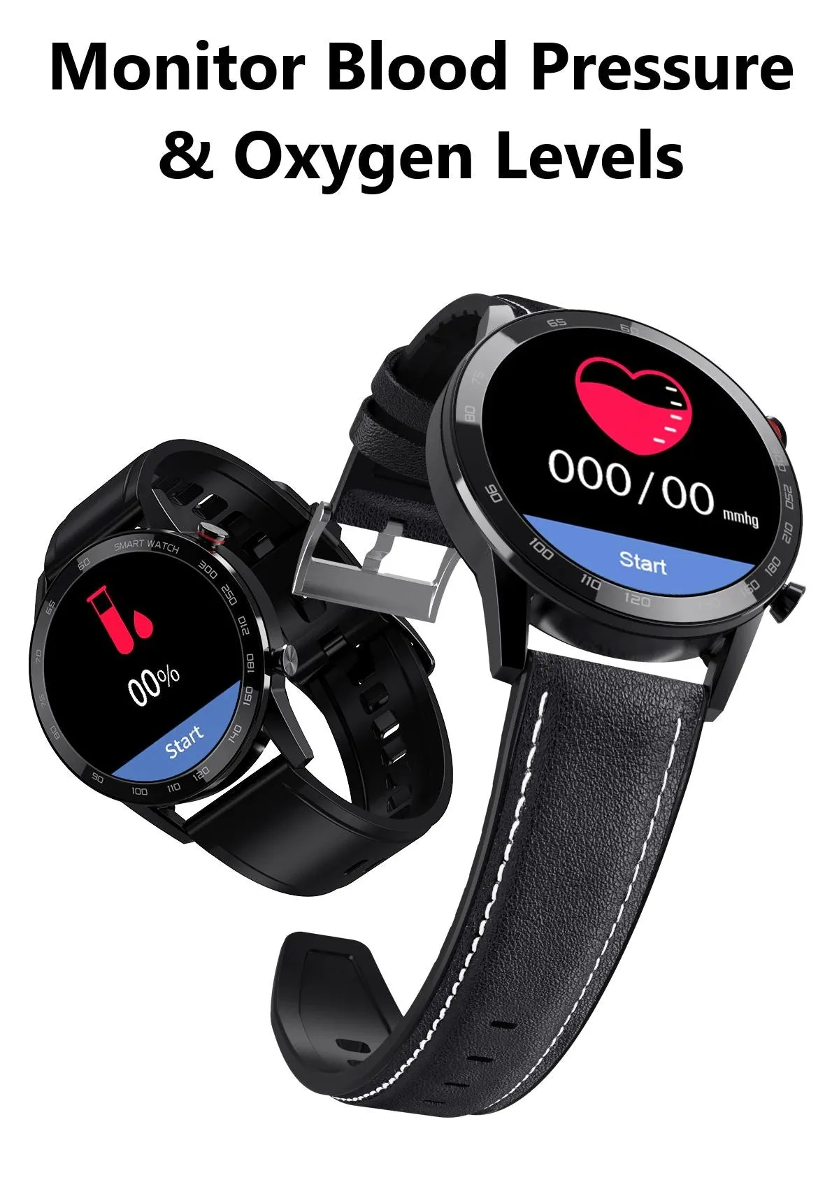 SMAXPLUS RISE™ Men's Smartwatch: Blood/Heart Monitor, Fitness Tracker, Bluetooth Calling