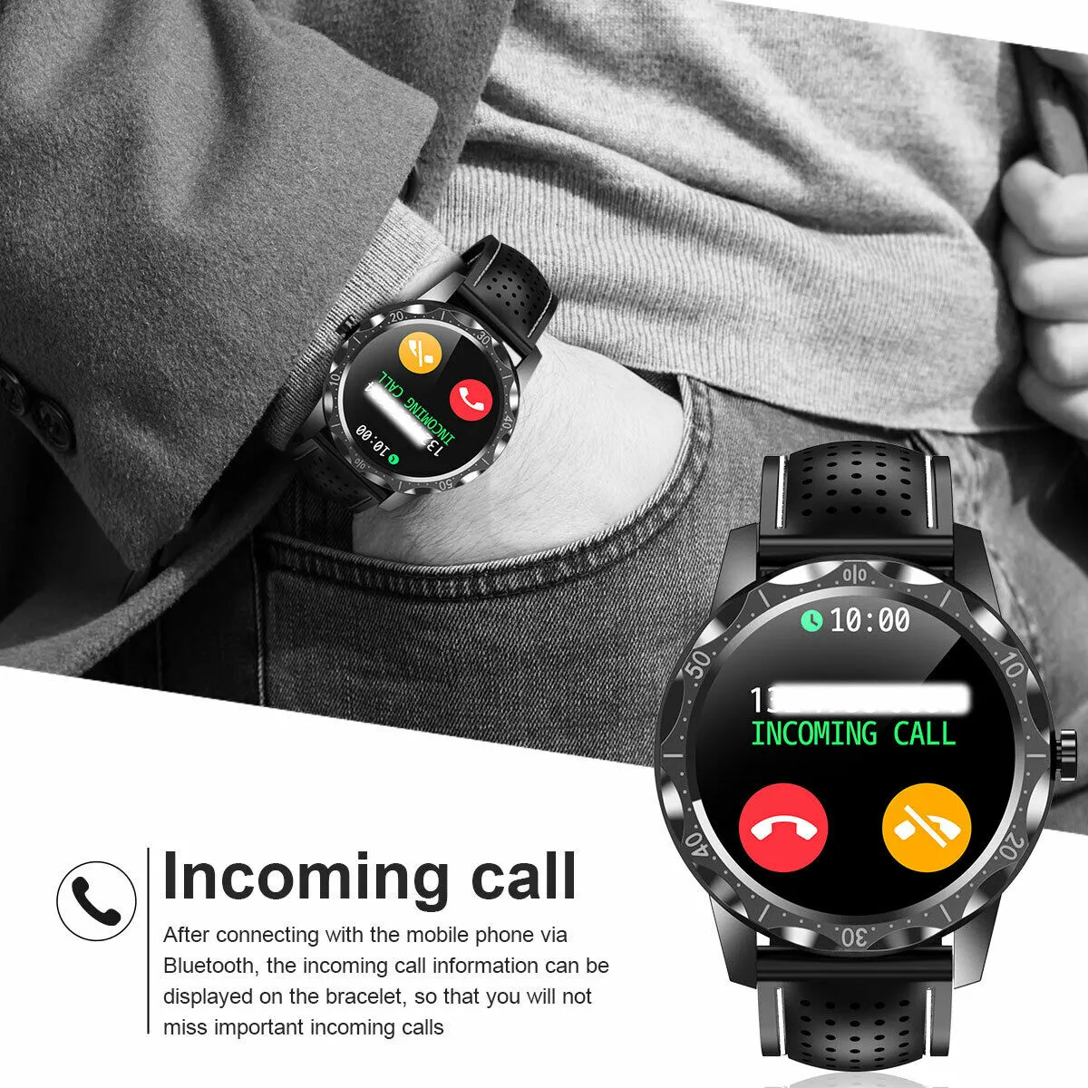 SMAXPro Sky ™ Men's Smartwatch - Bluetooth 5.0, Fitness Tracker, Blood/Heart Monitor, Phone Sync