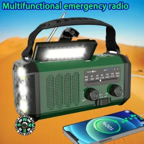 Solar 10000mah Portable Radio Am/Fm Led Flashlight Hand Crank Cell Phone Charger Emergency Radios for Indoor Outdoor Night Light