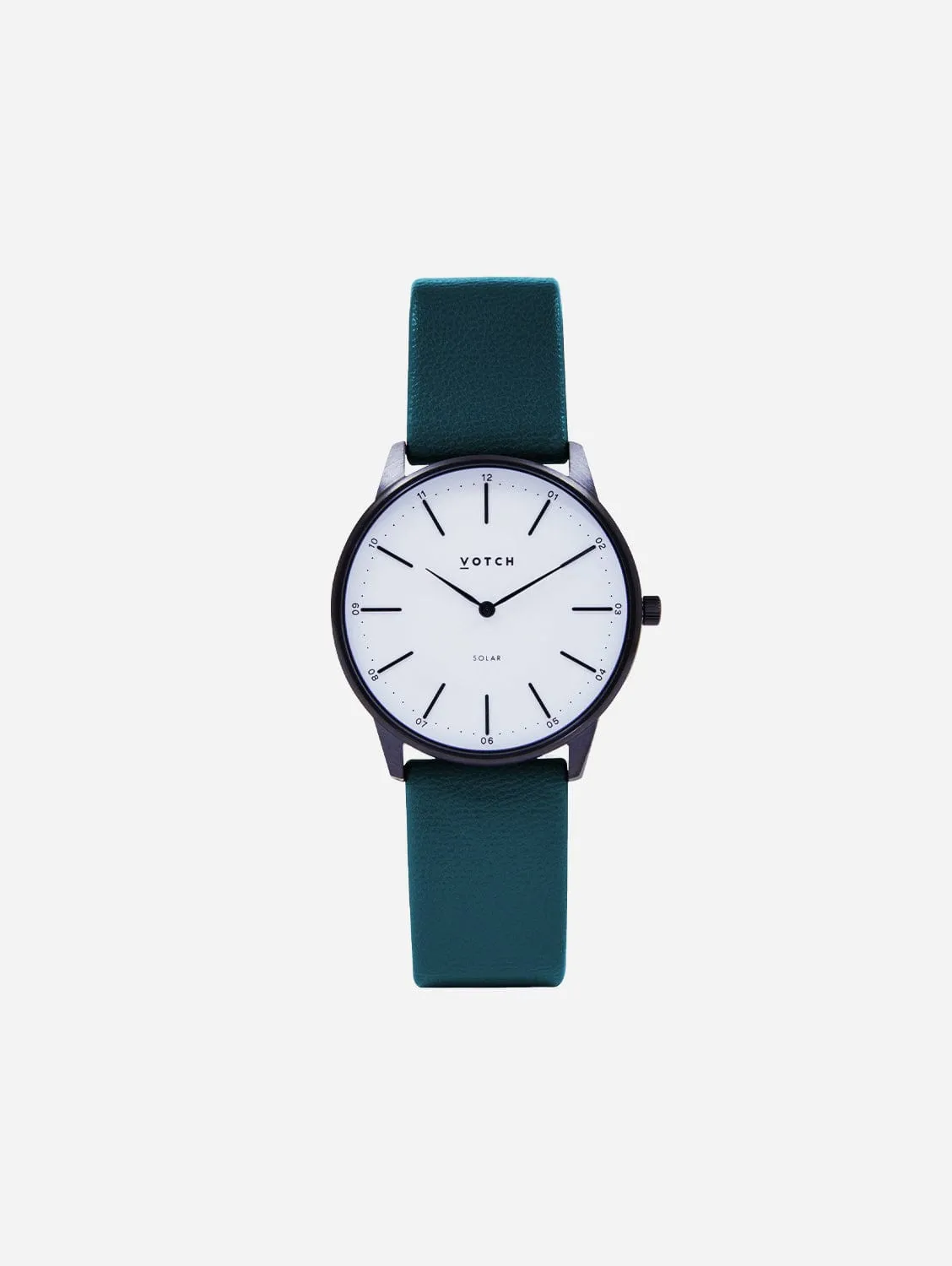 Solar Classic Appleskin Vegan Leather Watch | Black & Forest Green