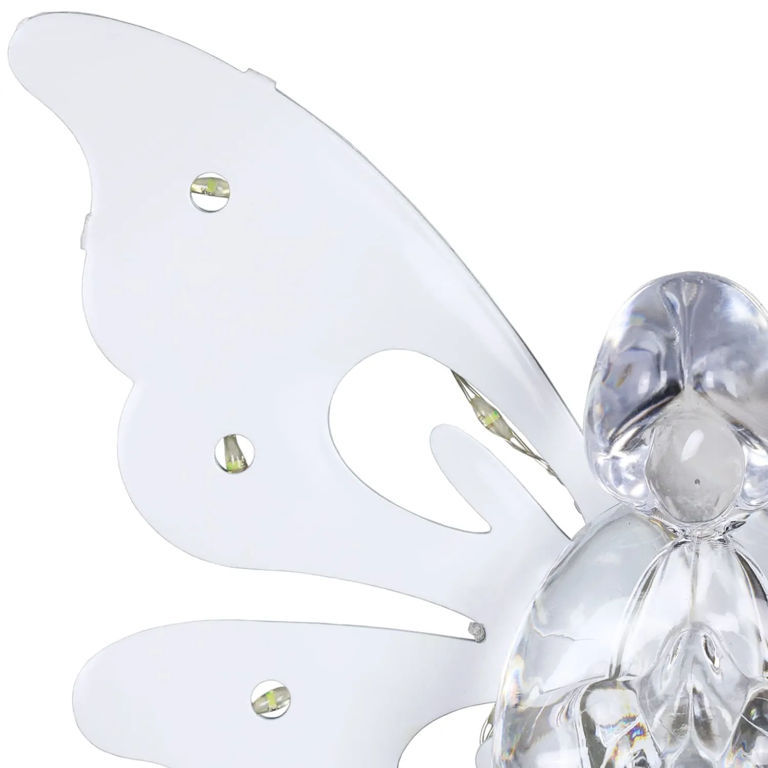 Solar Clear White Acrylic Angel Stake with 13 LEDs, 6 Inch Body Size