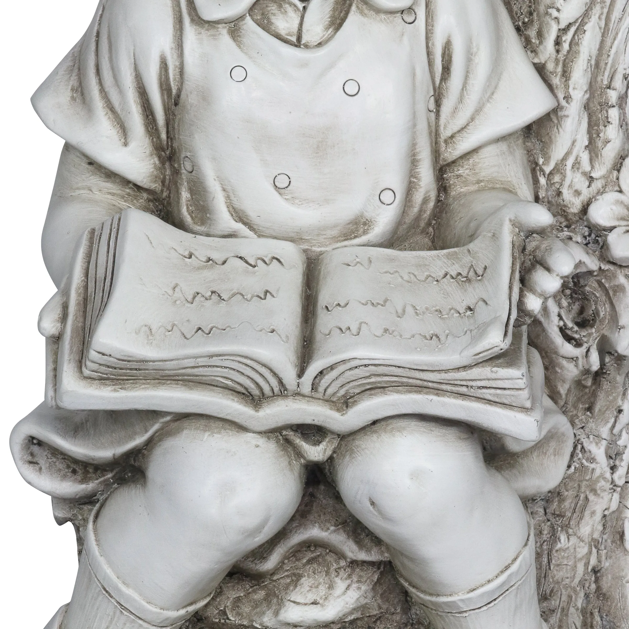 Solar Girl Reading Under a Tree Statue in Natural Resin Finish, 19 Inch