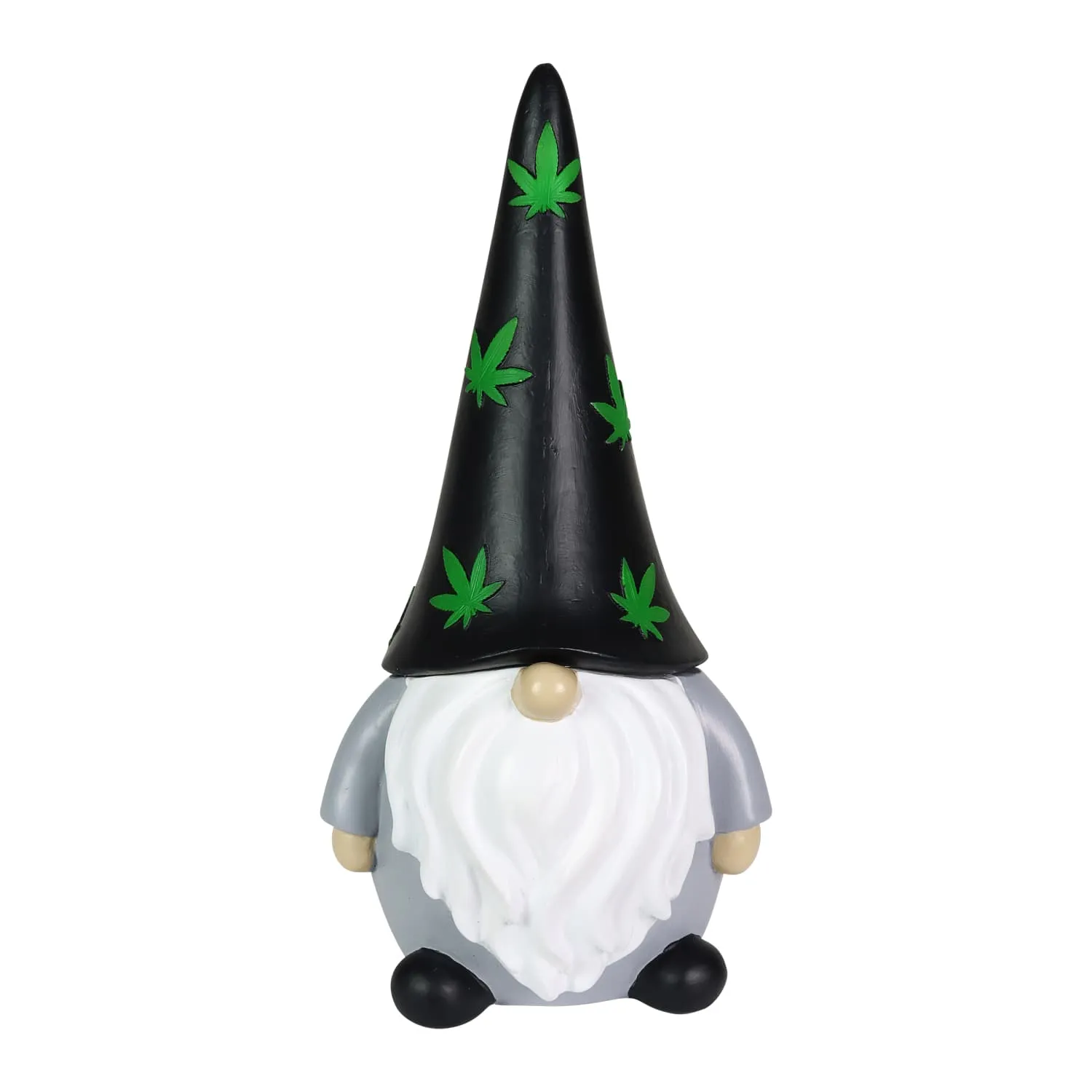 Solar Hand Painted Good Time Marijuana Leaf Hat Garden Gnome Statue, 6 by 12.5 Inches