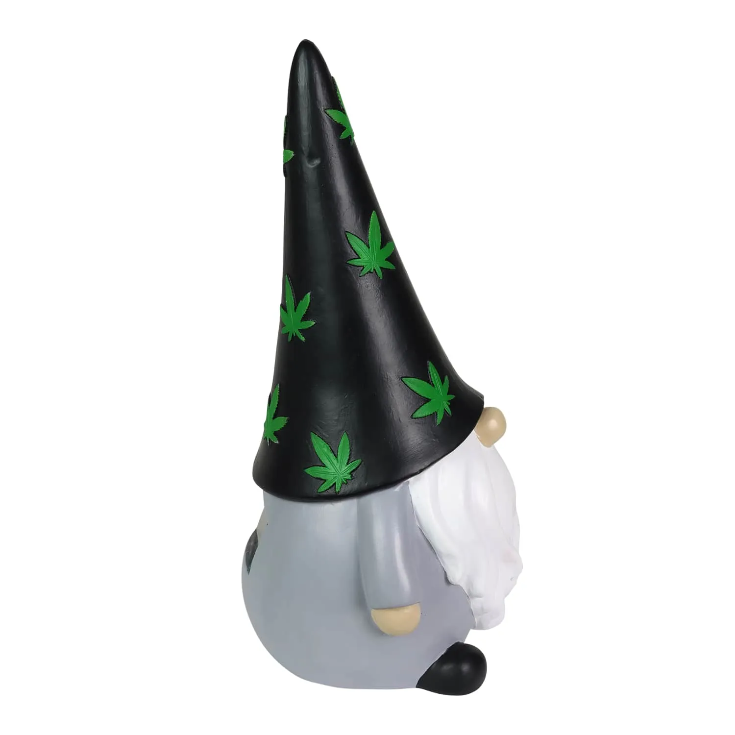 Solar Hand Painted Good Time Marijuana Leaf Hat Garden Gnome Statue, 6 by 12.5 Inches