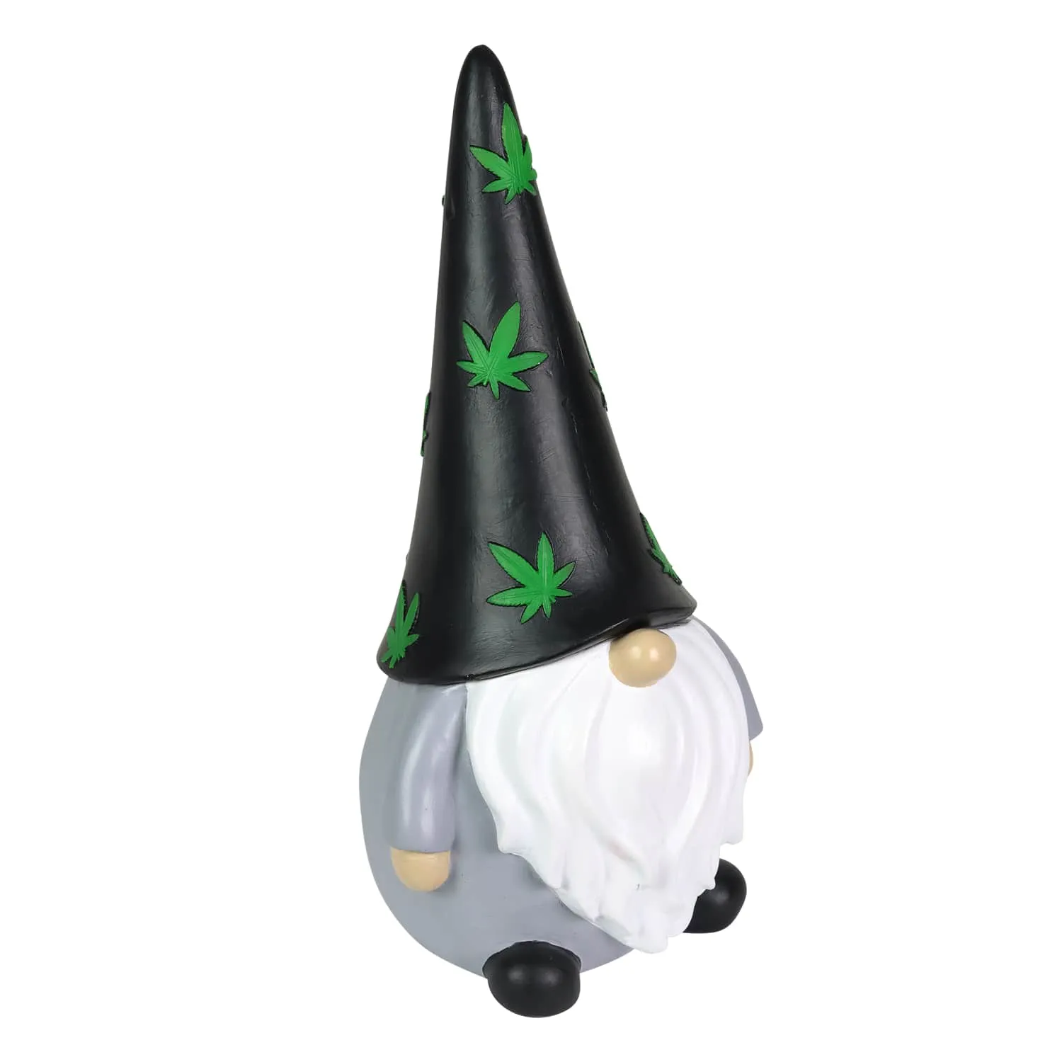 Solar Hand Painted Good Time Marijuana Leaf Hat Garden Gnome Statue, 6 by 12.5 Inches