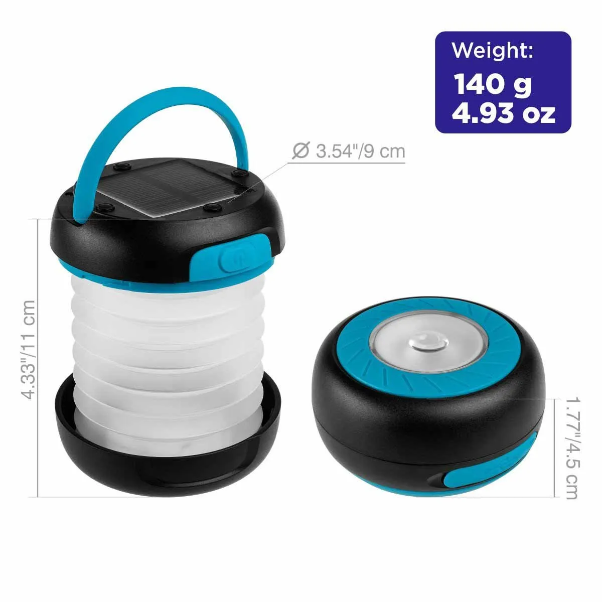 Solar Rechargeable Collapsible LED Lantern with Power Bank