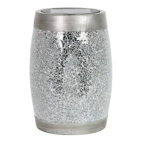 Solar Silver Glass and Resin Tabletop Lantern, 10 Inch