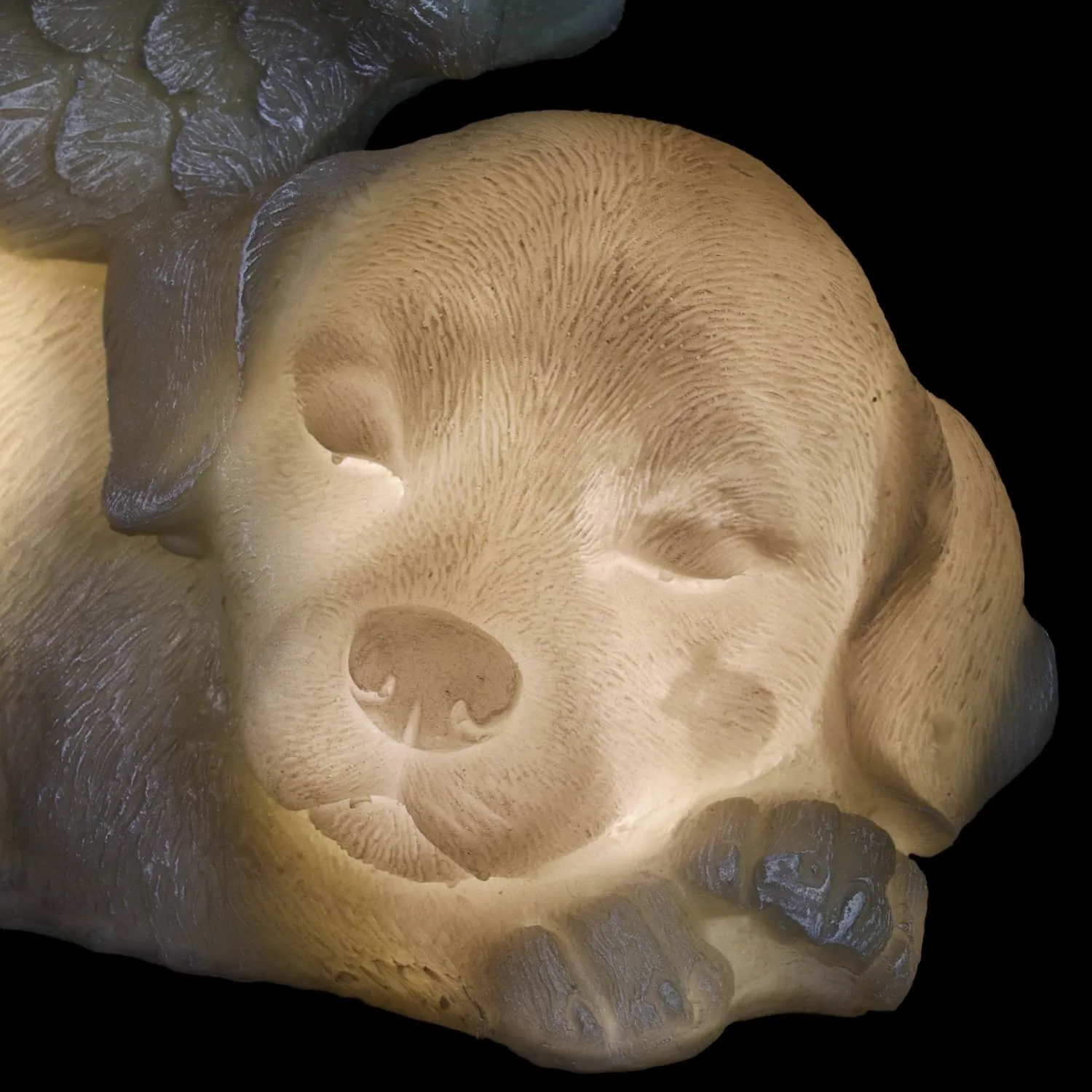 Solar Sleeping Dog Angel Memorial Statue, 12 by 6.5 Inches