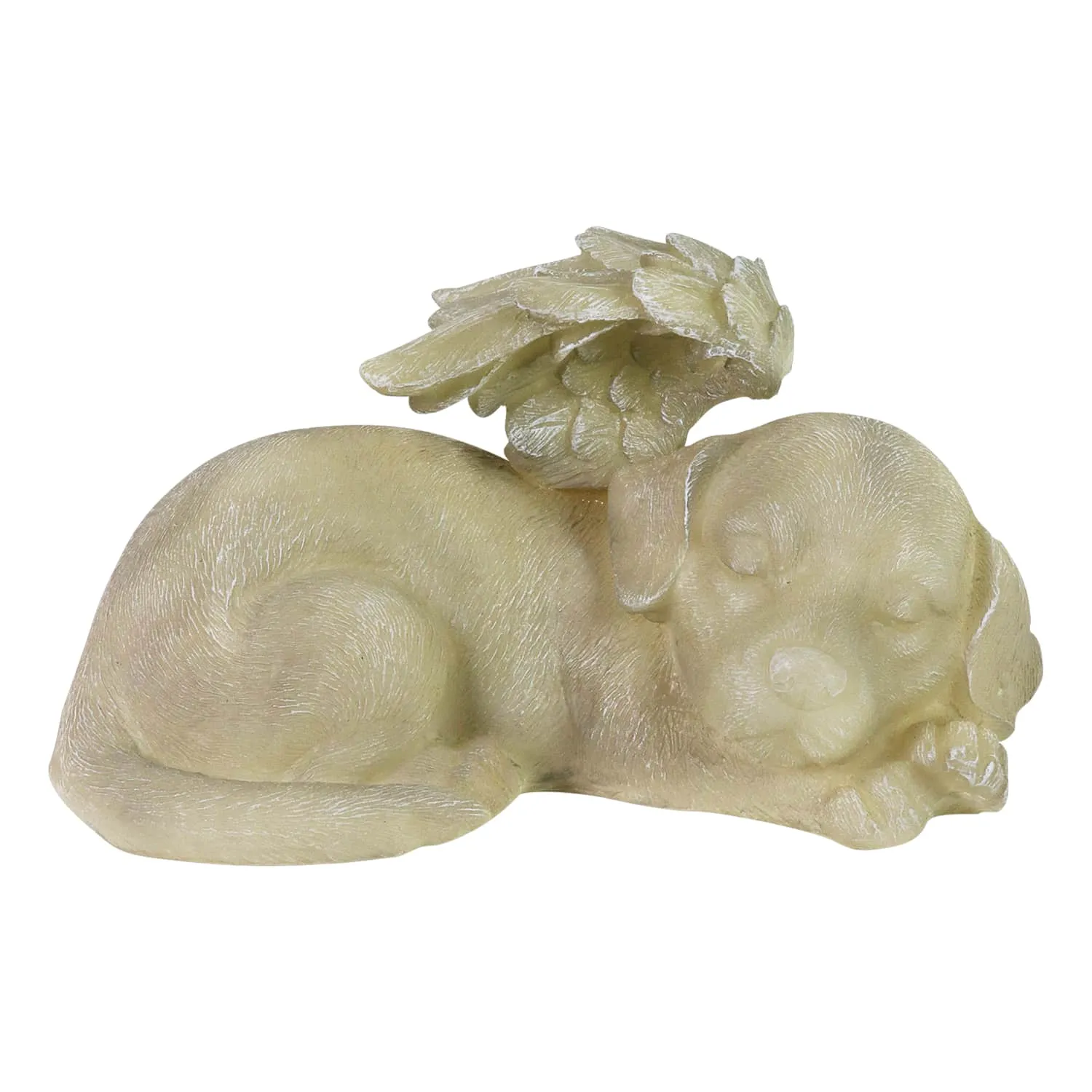 Solar Sleeping Dog Angel Memorial Statue, 12 by 6.5 Inches