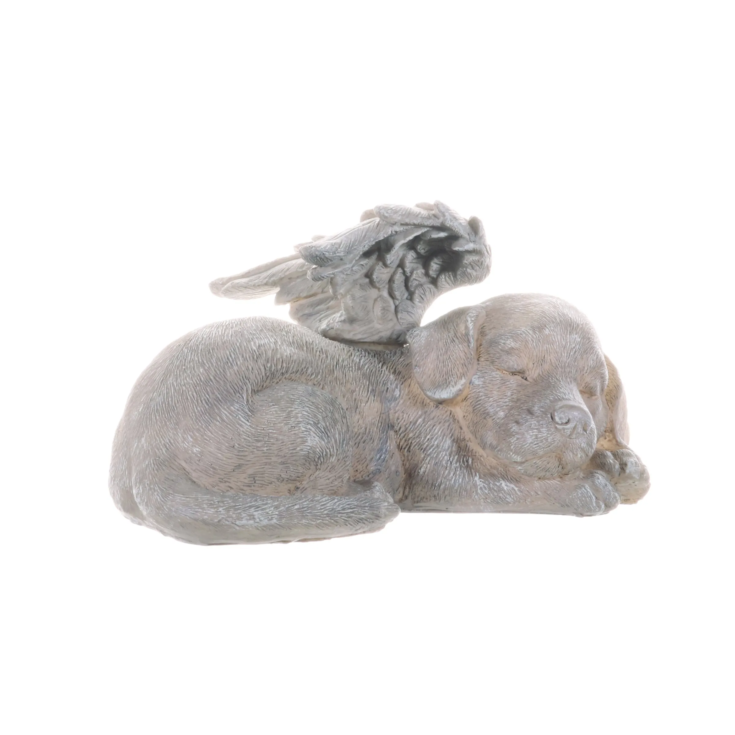 Solar Sleeping Dog Angel Memorial Statue, 12 by 6.5 Inches