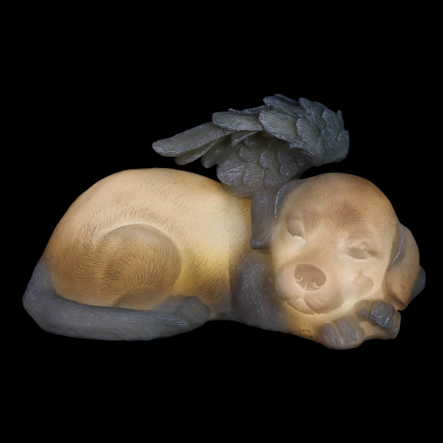 Solar Sleeping Dog Angel Memorial Statue, 12 by 6.5 Inches