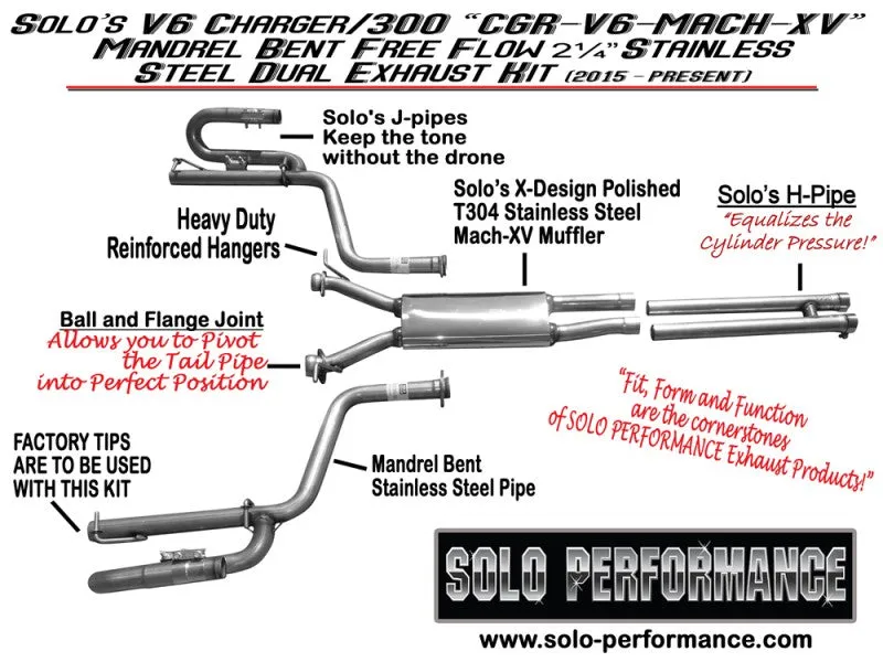 Solo Performance Exhaust Dodge Charger SXT V6 (15-21) Mach XV Catback - 991125SL