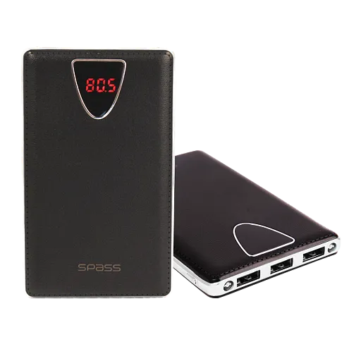 sPass Fast Charge 3 USB Port 30,000 mAh Power Bank With LCD For Smartphones & Tablets (K6), Black