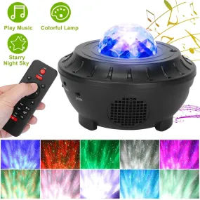 Star Projector Lamp RGBW Wireless Music Speaker Night Light USB Ocean Wave Projector Lamp