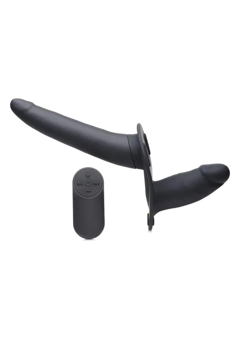 Strap U Vibrating Silicone Double Dildo with Harness and Remote Control