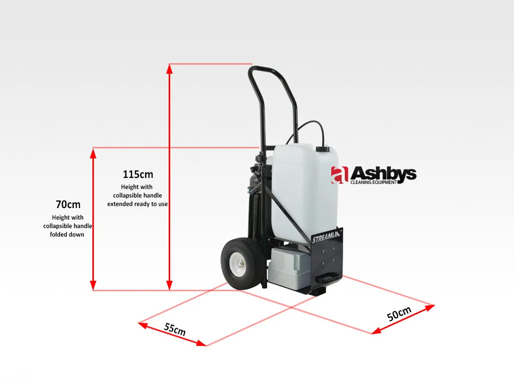 Streamline Streamflo SF-TR25L-072-UK Pure Water Window Cleaning Trolley complete with Water-fed Pole - ASHBYS SPEC