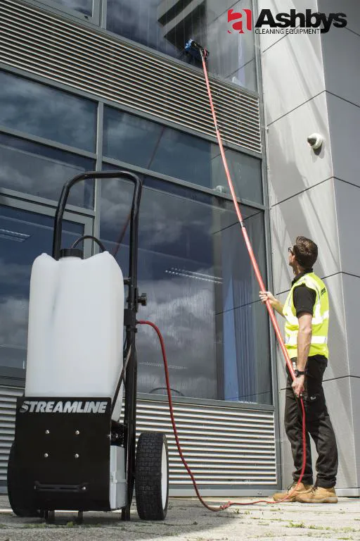 Streamline Streamflo SF-TR25L-072-UK Pure Water Window Cleaning Trolley complete with Water-fed Pole - ASHBYS SPEC