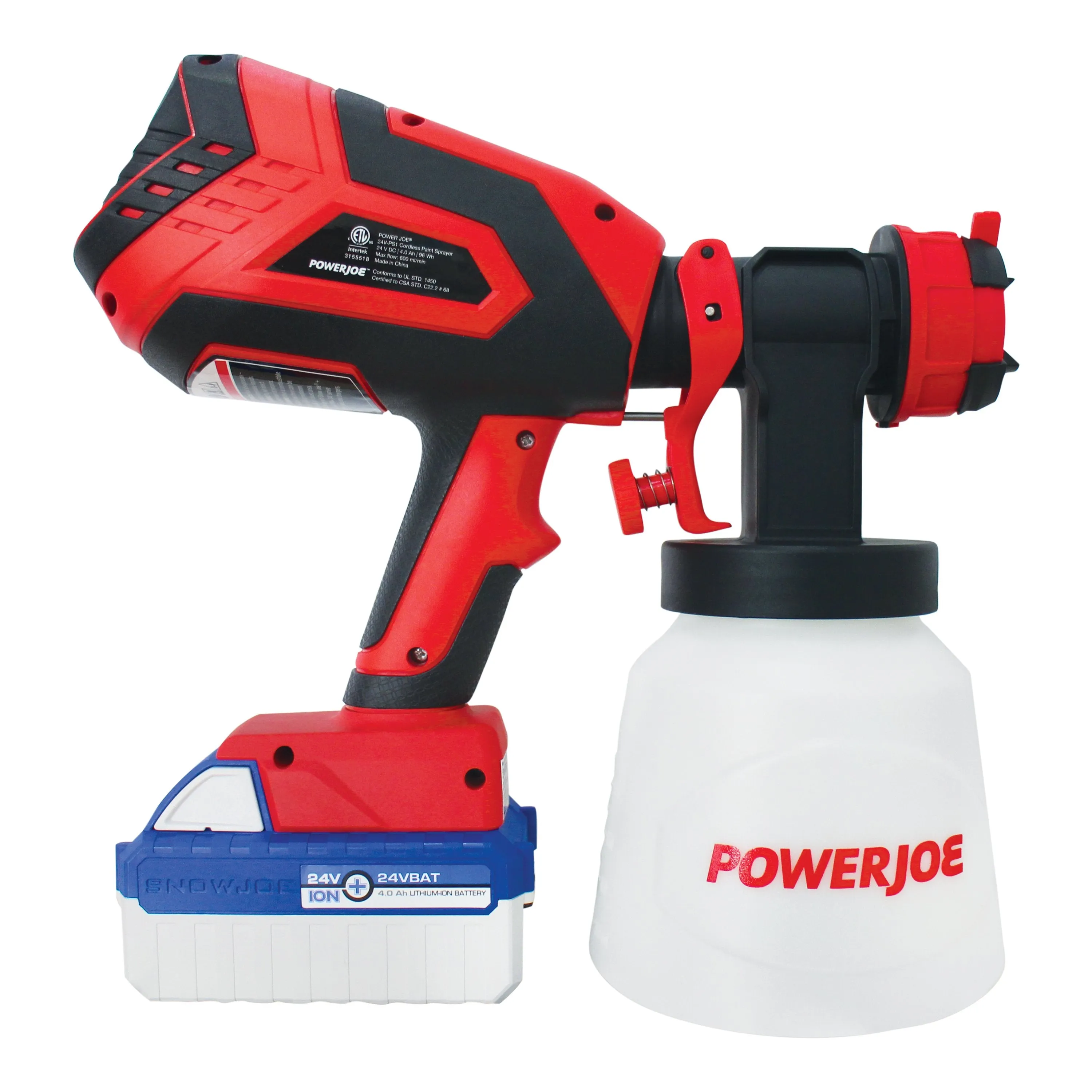 Sun Joe 24V-PS1 24-Volt iON  Cordless HVLP Handheld Paint Sprayer Kit | W/ 4.0-Ah Battery, Charger, and Accessories