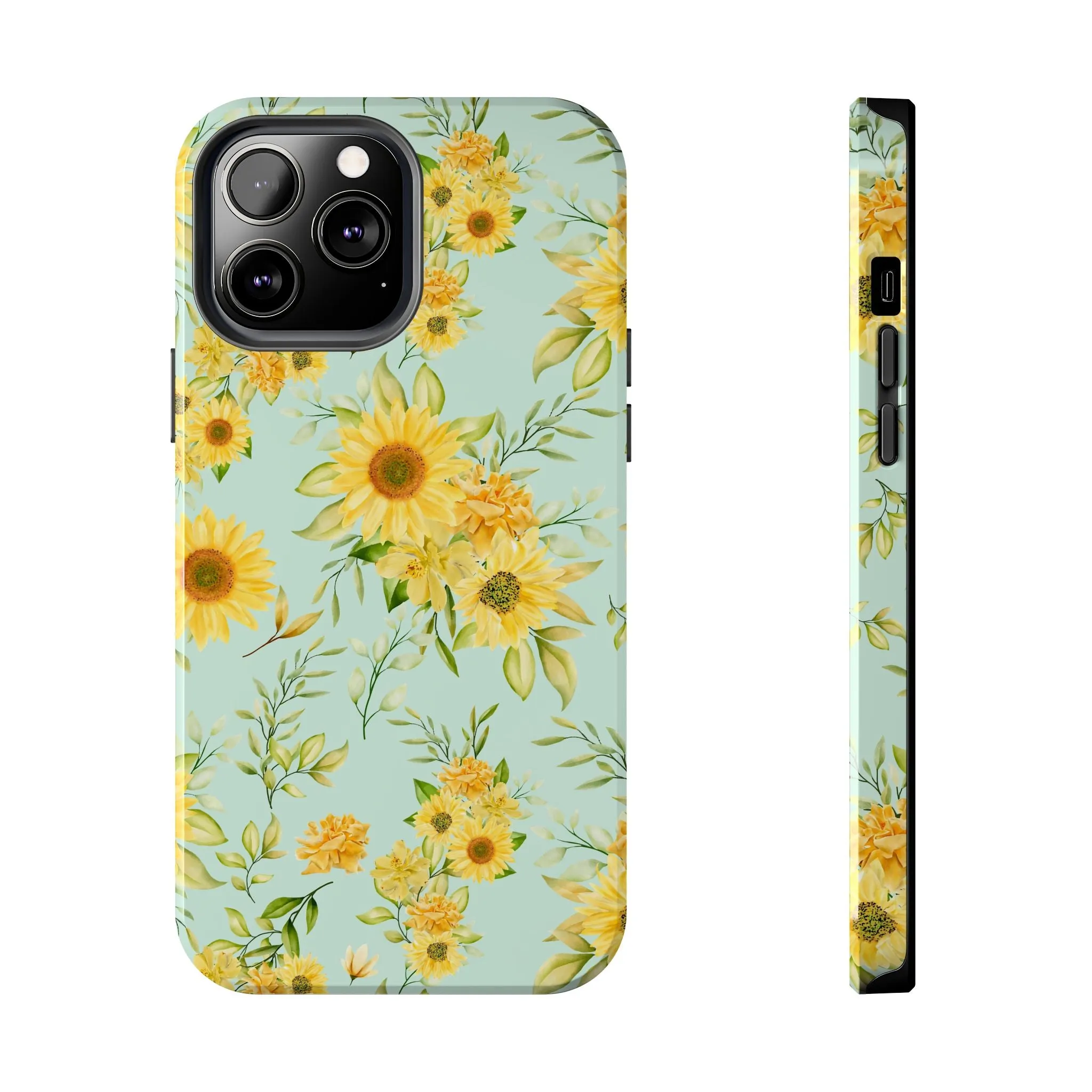 Sunflower Iphone 16 15 14 13 12 Pro Tough Case, Floral Flowers Cute Aesthetic Iphone Mini SE 11 8 Plus X XR XS Max Phone Cover Gift