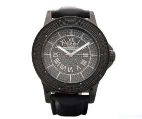 Super Techno Watch .10ct Real Diamonds All Black