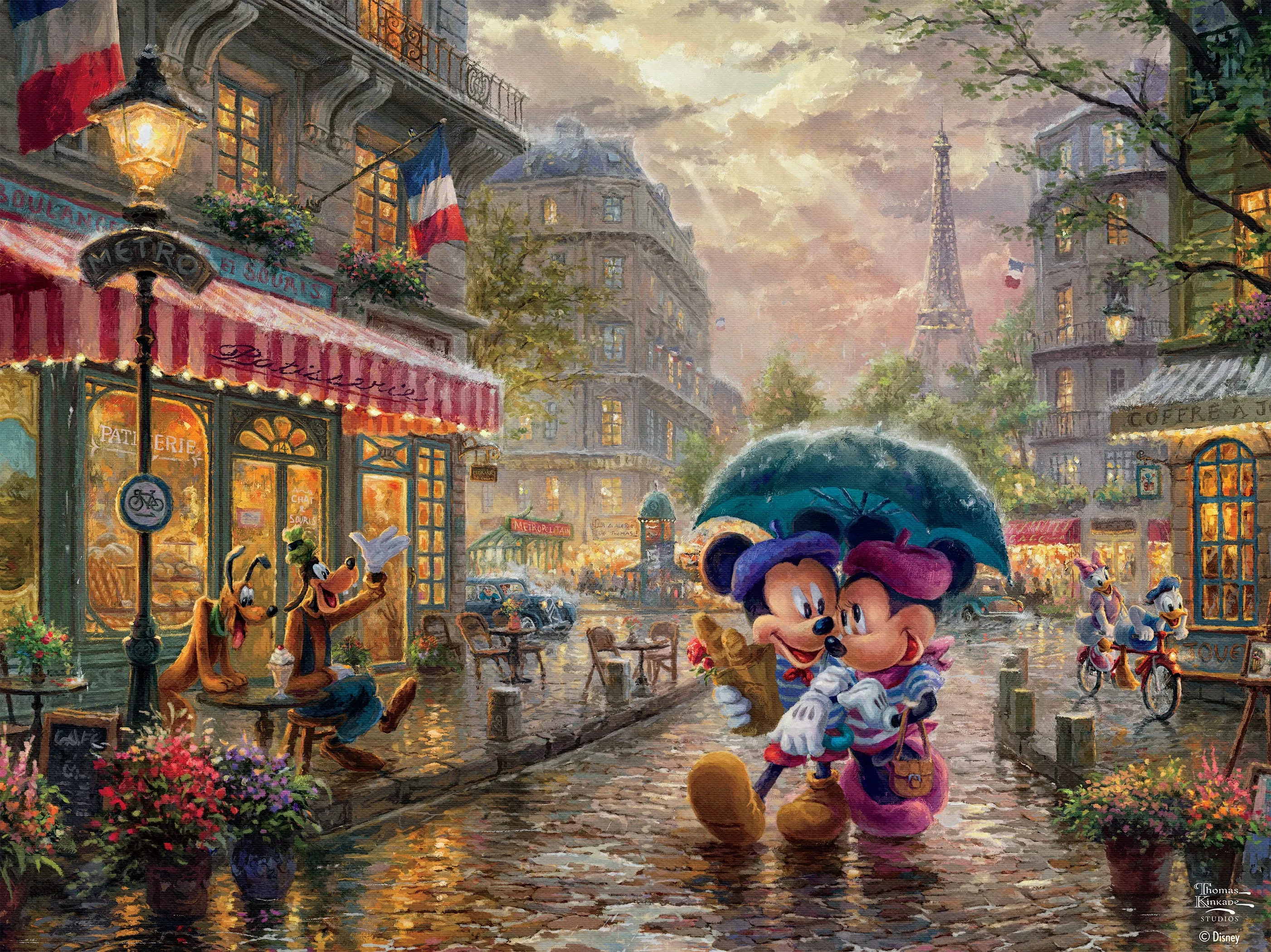 Thomas Kinkade Disney - Mickey and Minnie Paris - 750 Piece Puzzle