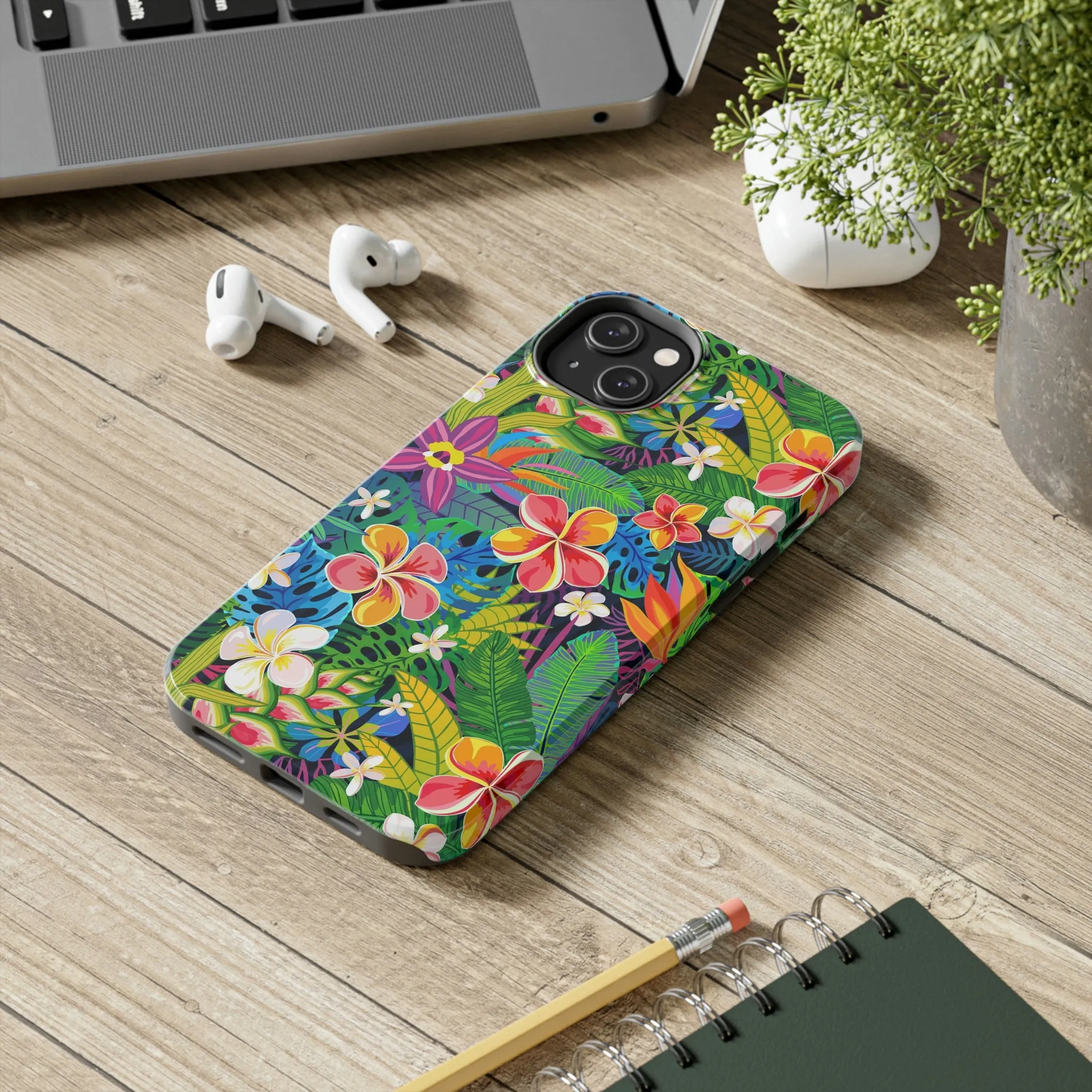 Tropical Flowers iPhone 14 13 Pro Max Tough Case Mate, Cute Aesthetic Iphone 12 11 Mini SE  X XR XS 8 Plus 7 6 Phone Cover Gift